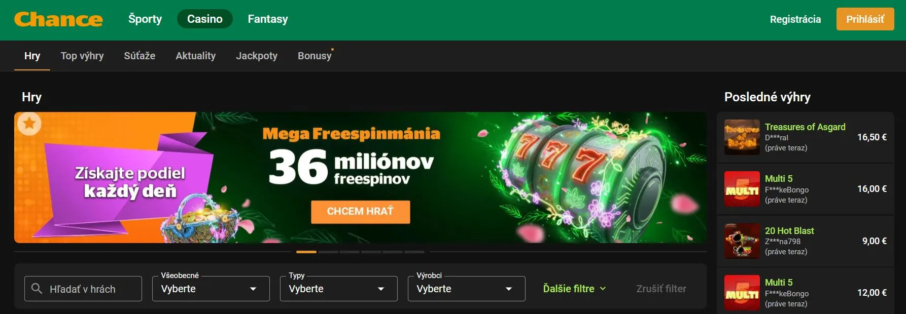 Nové online casina v Slovinsku Chance